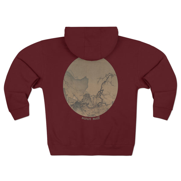 Viewing plum blossoms by moonlight Unisex Premium Full Zip Hoodie